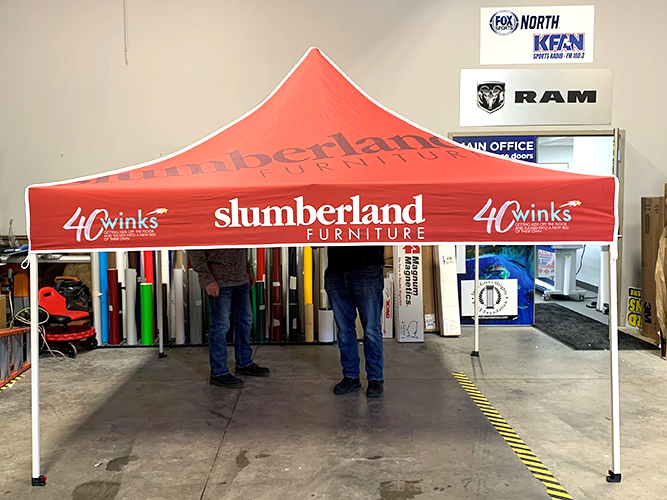 Trade Show Signage - Slumberland Furniture 40 winks tent - Impression Signs and Graphics